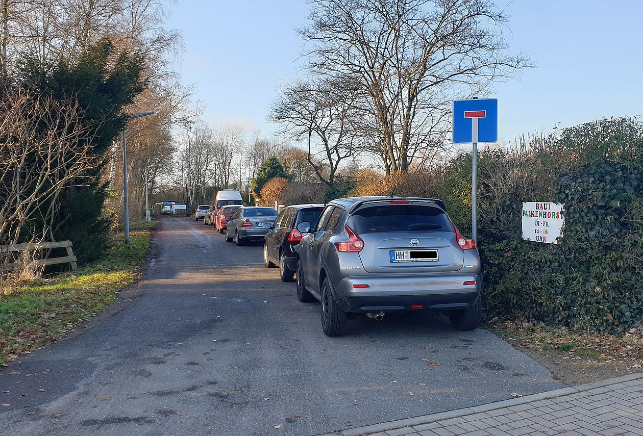 Häufig zugeparkt: Der Weg vor den Kleingärten gegenüber vom Stadtpark